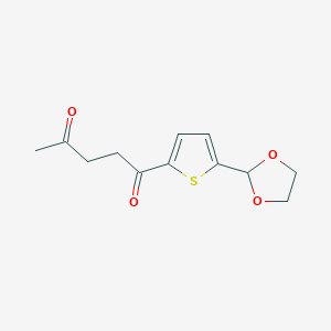 molecular formula C12H14O4S B1614225 5-(1,3-Dioxolan-2-YL)-2-thienyl 3-oxobutyl ketone CAS No. 898772-64-0
