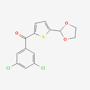 molecular formula C14H10Cl2O3S B1614226 2-(3,5-Dichlorobenzoyl)-5-(1,3-dioxolan-2-YL)thiophene CAS No. 898778-96-6