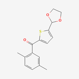 B1614227 2-(2,5-Dimethylbenzoyl)-5-(1,3-dioxolan-2-YL)thiophene CAS No. 898779-22-1