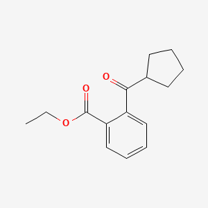 molecular formula C15H18O3 B1614238 2-Carboethoxyphenyl cyclopentyl ketone CAS No. 898791-38-3