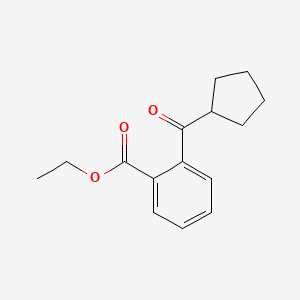 molecular formula C15H18O3 B1614238 2-(环戊烷甲酰基)苯甲酸乙酯 CAS No. 898791-38-3