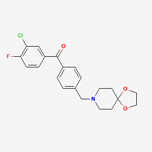 molecular formula C21H21ClFNO3 B1614293 3-氯-4'-[8-(1,4-二氧杂-8-氮杂螺[4.5]癸基)甲基]-4-氟二苯甲酮 CAS No. 898758-04-8