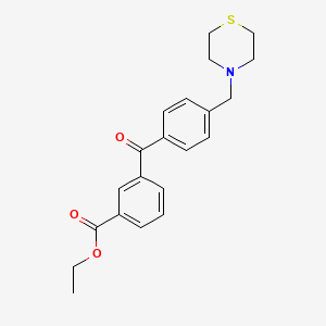 molecular formula C21H23NO3S B1614294 3-Carboethoxy-4'-thiomorpholinomethyl benzophenone CAS No. 898782-51-9