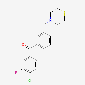 molecular formula C18H17ClFNOS B1614309 4-Chloro-3-fluoro-3'-thiomorpholinomethyl benzophenone CAS No. 898763-31-0