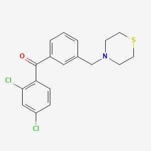 B1614310 2,4-Dichloro-3'-thiomorpholinomethyl benzophenone CAS No. 898787-81-0