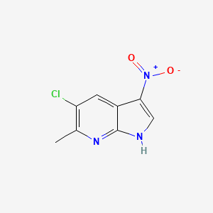 molecular formula C8H6ClN3O2 B1614355 5-Chloro-6-methyl-3-nitro-1H-pyrrolo[2,3-b]pyridine CAS No. 1000340-15-7