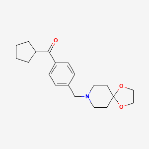 molecular formula C20H27NO3 B1614407 Cyclopentyl 4-[8-(1,4-dioxa-8-azaspiro[4.5]decyl)methyl]phenyl ketone CAS No. 898758-61-7