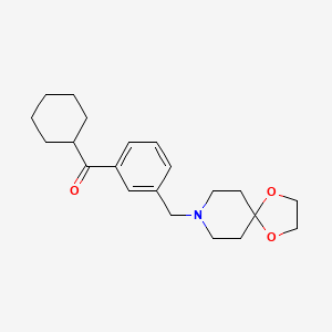 molecular formula C21H29NO3 B1614412 Cyclohexyl 3-[1,4-dioxa-8-azaspiro[4.5]decan-8-ylmethyl]phenyl ketone CAS No. 898762-55-5