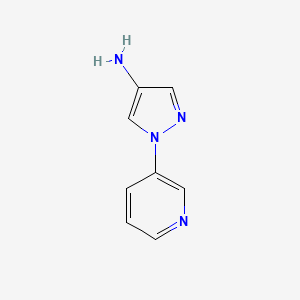 molecular formula C8H8N4 B1614472 Pyridine, 3-(4-aminopyrazol-1-yl)- CAS No. 28466-00-4