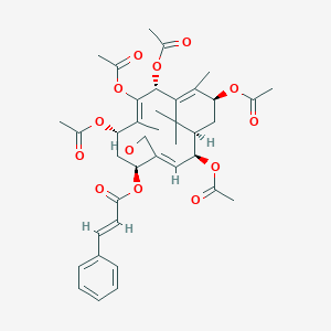 molecular formula C39H48O13 B161448 [(1R,2S,3E,5S,7S,8Z,10R,13S)-2,7,9,10,13-Pentaacetyloxy-4-(hydroxymethyl)-8,12,15,15-tetramethyl-5-bicyclo[9.3.1]pentadeca-3,8,11-trienyl] (E)-3-phenylprop-2-enoate CAS No. 284672-76-0