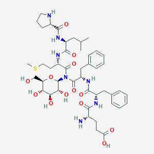 molecular formula C45H65N7O13S B161453 (4S)-4-amino-5-[[(2S)-1-[[(2S)-1-[[(2S)-2-[[(2S)-4-methyl-2-[[(2S)-pyrrolidine-2-carbonyl]amino]pentanoyl]amino]-4-methylsulfanylbutanoyl]-[(2R,3R,4S,5S,6R)-3,4,5-trihydroxy-6-(hydroxymethyl)oxan-2-yl]amino]-1-oxo-3-phenylpropan-2-yl]amino]-1-oxo-3-phenylpropan-2-yl]amino]-5-oxopentanoic acid CAS No. 125741-45-9
