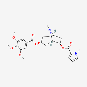 molecular formula C24H30N2O7 B1614554 [(1R,3R,5S,6R)-8-methyl-3-(3,4,5-trimethoxybenzoyl)oxy-8-azabicyclo[3.2.1]octan-6-yl] 1-methylpyrrole-2-carboxylate CAS No. 65862-78-4