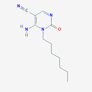 molecular formula C12H18N4O B1614578 3-Heptyl-4-imino-2-oxo-1,2,3,4-tetrahydro-5-pyrimidinecarbonitrile CAS No. 53608-90-5