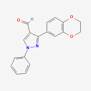 molecular formula C18H14N2O3 B1614713 3-(2,3-Dihydro-benzo[1,4]dioxin-6-yl)-1-phenyl-1H-pyrazole-4-carbaldehyde CAS No. 213748-09-5