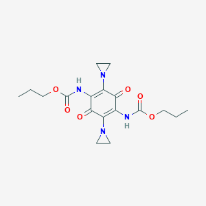 molecular formula C18H24N4O6 B161500 (2,5-Bis(1-aziridinyl)-3,6-dioxo-1,4-cyclohexadiene-1,4-diyl)biscarbamic acid, dipropyl ester CAS No. 125659-90-7