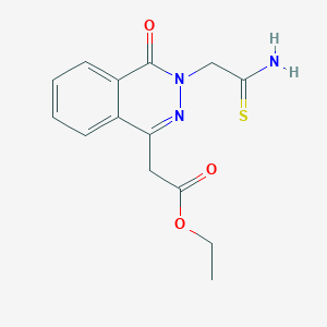 molecular formula C14H15N3O3S B161512 Ethyl 2-[3-(2-amino-2-thioxoethyl)-4-oxo-3,4-dihydrophthalazin-1-yl]acetate CAS No. 131666-72-3