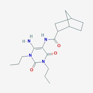 molecular formula C18H28N4O3 B161521 6-Amino-5-(bicyclo[2.2.1]heptan-2-yl)carbonylamino-1,3-dipropyluracil CAS No. 136199-21-8