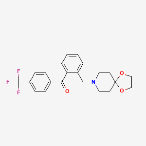 molecular formula C22H22F3NO3 B1615211 2-[8-(1,4-Dioxa-8-azaspiro[4.5]decyl)methyl]-4'-trifluorobenzophenone CAS No. 898756-33-7