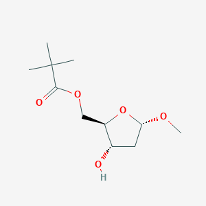 molecular formula C11H20O5 B161523 [(2R,3S,5S)-3-hydroxy-5-methoxyoxolan-2-yl]methyl 2,2-dimethylpropanoate CAS No. 138147-15-6