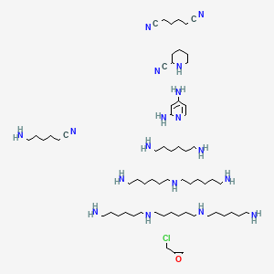 molecular formula C62H129ClN18O B1615310 6-aminohexanenitrile;N'-[6-(6-aminohexylamino)hexyl]hexane-1,6-diamine;N'-(6-aminohexyl)hexane-1,6-diamine;2-(chloromethyl)oxirane;hexane-1,6-diamine;hexanedinitrile;piperidine-2-carbonitrile;pyridine-2,4-diamine CAS No. 68784-97-4