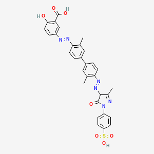 2-Hydroxy-5-[[2-methyl-4-[3-methyl-4-[[3-methyl-5-oxo-1-(4-sulfophenyl)-4H-pyrazol-4-yl]diazenyl]phenyl]phenyl]diazenyl]benzoic acid