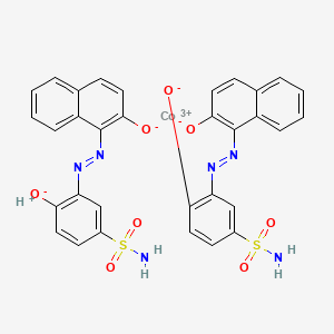 molecular formula C32H22CoN6O8S2.H<br>C32H23CoN6O8S2 B1615769 Hydrogen bis(4-hydroxy-3-((2-hydroxy-1-naphthyl)azo)benzenesulphonamidato(2-))cobaltate(1-) CAS No. 50525-57-0