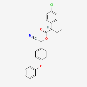 molecular formula C25H22ClNO3 B1615959 ACETIC ACID, 2-(p-CHLOROPHENYL)-2-ISOPROPYL-, CYANO(p-PHENOXYPHENYL)METHYL ESTER CAS No. 66827-38-1