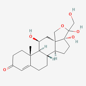 molecular formula C21H30O6 B1615978 (1S,2S,5R,9S,11S,12S,13R)-5,6,11-Trihydroxy-6-(hydroxymethyl)-13-methyl-7-oxapentacyclo[10.8.0.02,9.05,9.013,18]icos-17-en-16-one CAS No. 81705-06-8