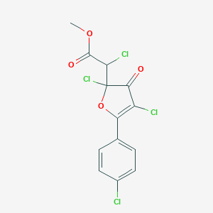 molecular formula C13H8Cl4O4 B161611 Methyl 2,3-dihydro-5-(4-chlorophenyl)-3-oxo-alpha,2,4-trichloro-2-furanacetate CAS No. 139266-55-0