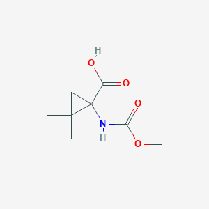 molecular formula C8H13NO4 B161621 Cyclopropanecarboxylic acid, 1-[(methoxycarbonyl)amino]-2,2-dimethyl-(9CI) CAS No. 128753-44-6