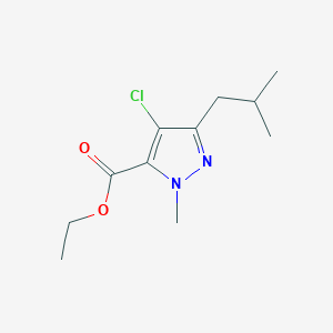 molecular formula C11H17ClN2O2 B161626 4-Chloro-1-methyl-3-(2-methylpropyl)-1H-pyrazole-5-carboxylic acid ethyl ester CAS No. 128537-44-0