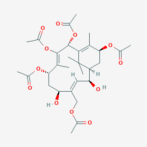 molecular formula C30H42O12 B161632 [(1R,2S,3E,5S,7S,8Z,10R,13S)-7,9,10,13-Tetraacetyloxy-2,5-dihydroxy-8,12,15,15-tetramethyl-4-bicyclo[9.3.1]pentadeca-3,8,11-trienyl]methyl acetate CAS No. 214769-96-7