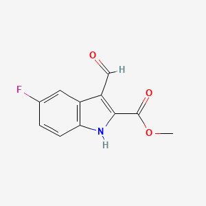 molecular formula C11H8FNO3 B1616389 methyl 5-fluoro-3-formyl-1H-indole-2-carboxylate CAS No. 843629-51-6