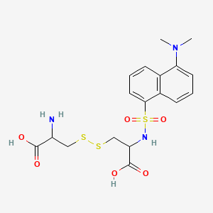 molecular formula C18H23N3O6S3 B1616487 N-((5-(Dimethylamino)-1-naphthyl)sulphonyl)-L-cystine CAS No. 32442-99-2