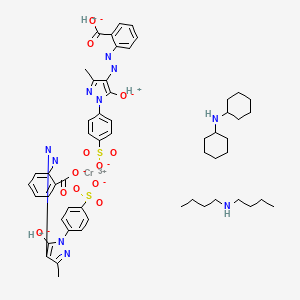 molecular formula C54H67CrN10O12S2 B1616653 N-butylbutan-1-amine;chromium(3+);N-cyclohexylcyclohexanamine;hydron;2-[[3-methyl-5-oxido-1-(4-sulfonatophenyl)pyrazol-4-yl]diazenyl]benzoate CAS No. 72479-91-5