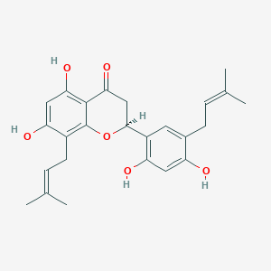 molecular formula C25H28O6 B161673 (2S)-2-[2,4-Dihydroxy-5-(3-methylbut-2-enyl)phenyl]-5,7-dihydroxy-8-(3-methylbut-2-enyl)-2,3-dihydrochromen-4-one CAS No. 87402-91-3