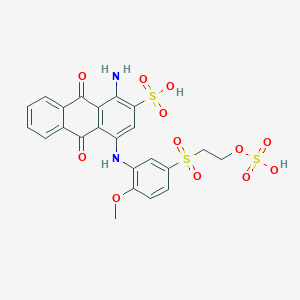 molecular formula C23H20N2O12S3 B161675 2-Anthracenesulfonic acid, 1-amino-9,10-dihydro-4-[[2-methoxy-5-[[2-(sulfooxy)ethyl]sulfonyl]phenyl]amino]-9,10-dioxo- CAS No. 10150-26-2