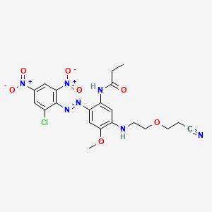 molecular formula C21H22ClN7O7 B1616902 N-2-(2-Chloro-4,6-dinitrophenyl)azo-5-2-(2-cyanoethoxy)ethylamino-4-methoxyphenylpropionamide CAS No. 66693-27-4
