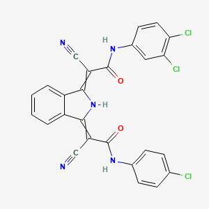 molecular formula C26H14Cl3N5O2 B1617242 Acetamide, 2-[3-[2-[(4-chlorophenyl)amino]-1-cyano-2-oxoethylidene]-2,3-dihydro-1H-isoindol-1-ylidene]-2-cyano-N-(3,4-dichlorophenyl)- CAS No. 68808-69-5