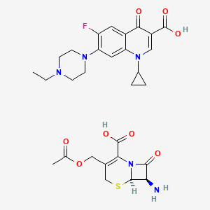 (3-((Acetyloxy)methyl)-2-carboxy-8-oxo-5-thia-1-azabicyclo(4,2,0)oct-2-en-7-yl)ammonium,1-cyclopropyl-7-(4-ethyl-1-ethyl-1-piperazinyl)-6-fluoro-1,4-dihydro-4-oxo-3-quinoline carboxylate