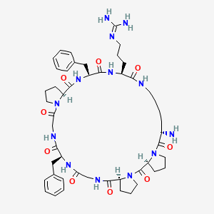 molecular formula C49H69N13O9 B1617404 Bradykinin, cyclo (N-(epsilon-1)-lys(1)-gly(6))- CAS No. 71685-02-4