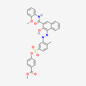 molecular formula C33H27N3O8S B1617426 Benzoic acid, 4-[[[3-[[2-hydroxy-3-[[(2-methoxyphenyl)amino]carbonyl]-1-naphthalenyl]azo]-4-methylphenyl]sulfonyl]oxy]-, methyl ester CAS No. 72066-77-4