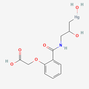 molecular formula C12H16HgNO6 B1617639 [3-[[2-(Carboxymethoxy)benzoyl]amino]-2-hydroxypropyl]mercury;hydrate CAS No. 525-30-4