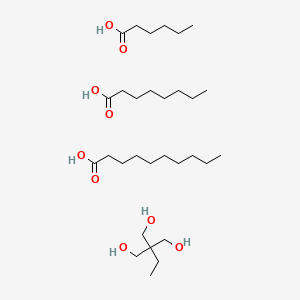 molecular formula C30H62O9 B1617858 Decanoic acid;2-ethyl-2-(hydroxymethyl)propane-1,3-diol;hexanoic acid;octanoic acid CAS No. 68130-52-9