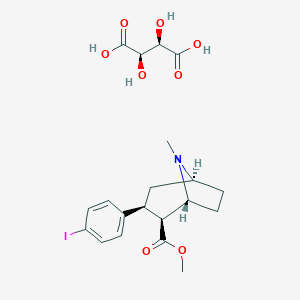 molecular formula C20H26INO8 B161810 8-Azabicyclo(3.2.1)octane-2-carboxylic acid, 3-(4-iodophenyl)-8-methyl-, methyl ester, (1R,2S,3S,5S)-, (2R,3R)-2,3-dihydroxybutanedioate (1:1) CAS No. 135500-23-1