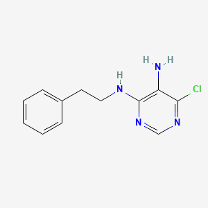 molecular formula C12H13ClN4 B1618211 Pyrimidine, 5-amino-6-chloro-4-(phenethylamino)- CAS No. 73840-54-7