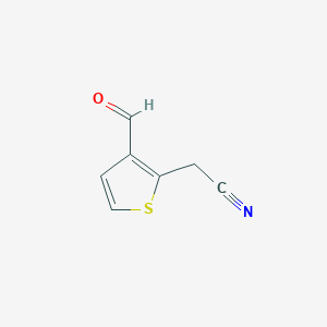 molecular formula C7H5NOS B161870 2-(3-Formylthiophen-2-yl)acetonitrile CAS No. 135737-17-6