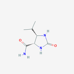 molecular formula C7H13N3O2 B161871 (4S,5S)-2-oxo-5-propan-2-ylimidazolidine-4-carboxamide CAS No. 134359-79-8