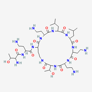 2-amino-N-[4-amino-1-oxo-1-[[6,9,18-tris(2-aminoethyl)-3-(1-hydroxyethyl)-12,15-bis(2-methylpropyl)-2,5,8,11,14,17,20-heptaoxo-1,4,7,10,13,16,19-heptazacyclotricos-21-yl]amino]butan-2-yl]-3-hydroxybutanamide