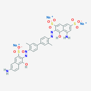 Trisodium 5-amino-3-((4'-((6-amino-1-hydroxy-3-sulphonato-2-naphthyl)azo)-3,3'-dimethyl(1,1'-biphenyl)-4-yl)azo)-4-hydroxynaphthalene-2,7-disulphonate